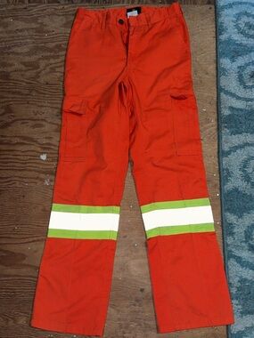 High-Visibility Orange Work Cargo Pants with Reflective Striping